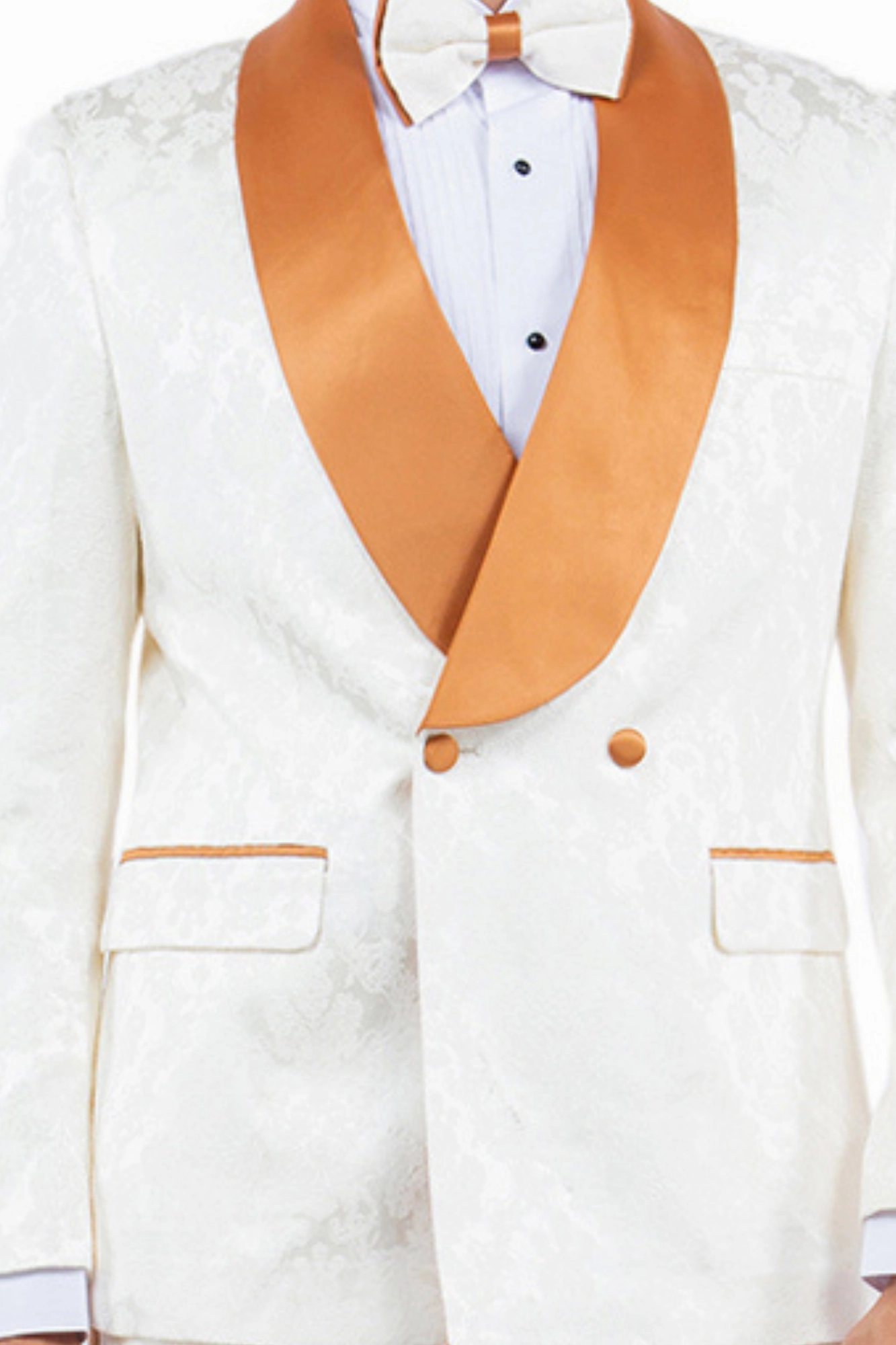 Whisper Collection: Men's 2-Piece Paisley Suit In Ivory/Rust - Slim Fit