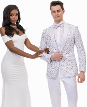 White Embroidery & Sequins Fashion Blazer J150