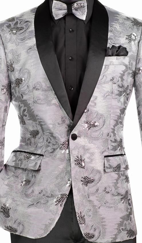 Wilde Wear Collection: Silver Embroidery Single Breasted Slim Fit Blazer
